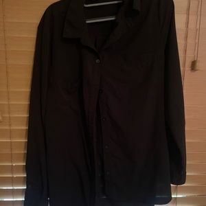 ATTENTION Button Down Black Blouse